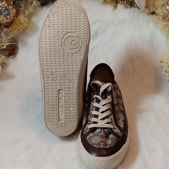 Coach /Monogram Leather Low-Top Sneakers - Picture 6 of 8